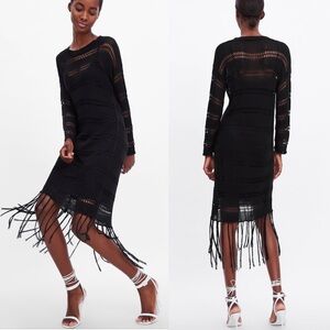 BNWT ZARA Fringed Crocheted Dress